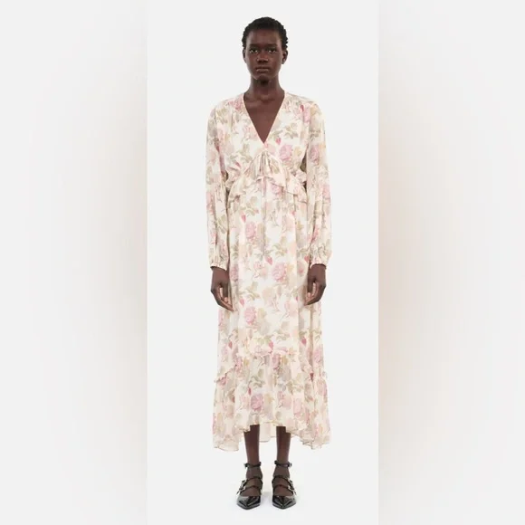 chinese dress ladies The Kooples // Yellow Silk Ruffled Maxi Dress – VSP Consignment main image 0